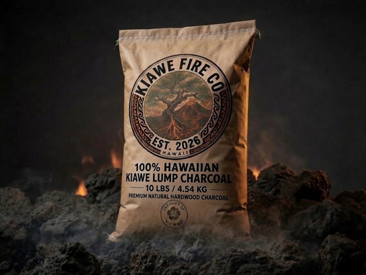 Kiawe lump charcoal — 10 lb bag, for a hard sear on ahi tuna